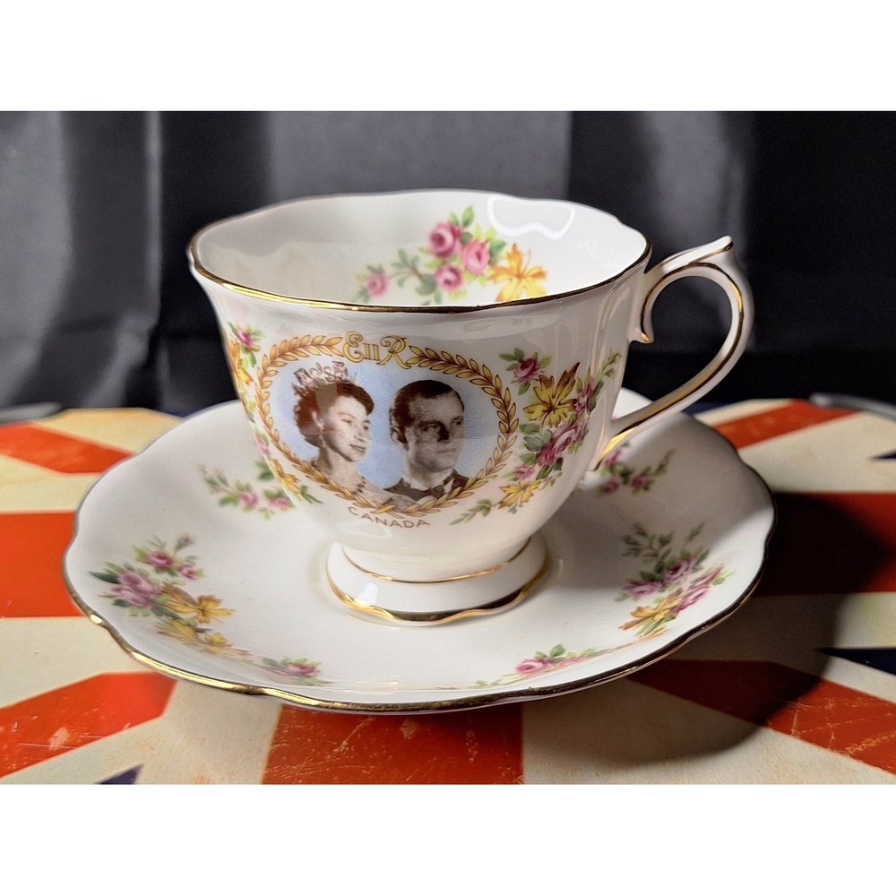 Vintage Queen Elizabeth II 1959 Canada Royal Tour Tea Cup and Saucer Set